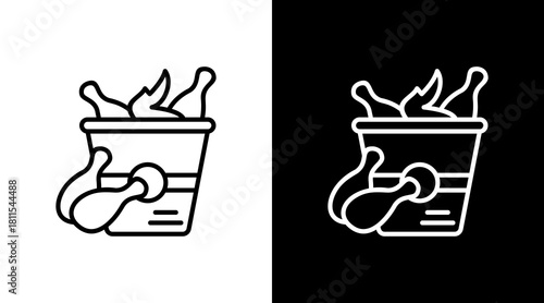 Fried Chicken With Icon Set Design