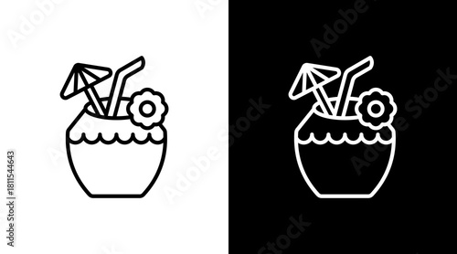 Coconut Drink With Icon Set Design