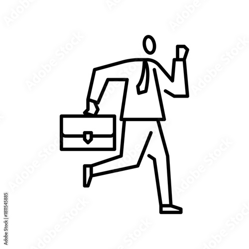 Hurry outline icon. employee rush to the office illustration
