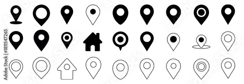 Location Marker Navigation Pin and Pushpin Symbols