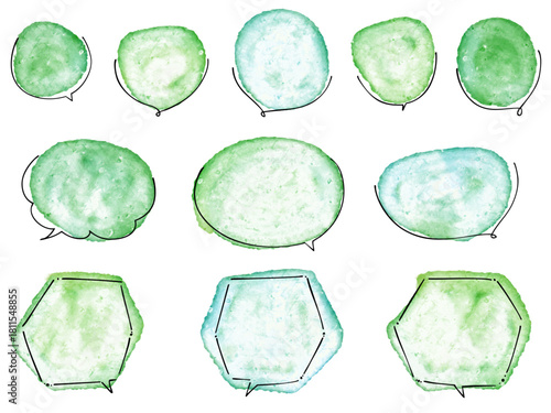 水彩のかわいいフキダシ　手描き