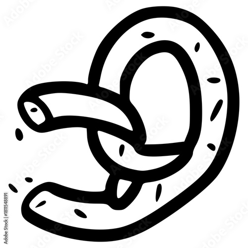 doodle bitten pretzel illustration hand drawn outline vector