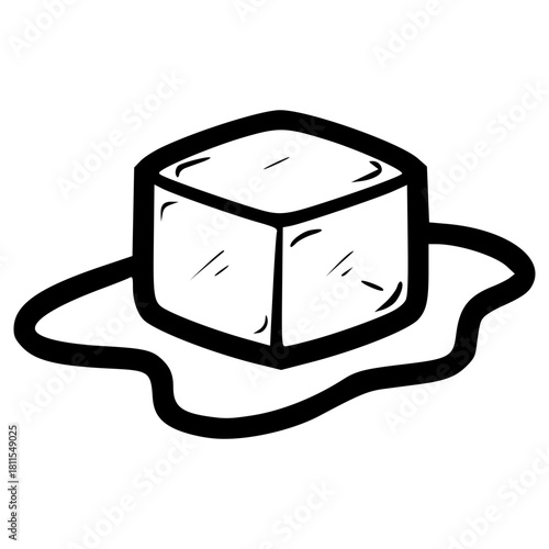 doodle melting ice cube illustration hand drawn outline vector