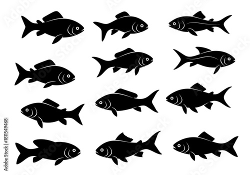 School of Black Fish Silhouette Collection for Aquatic Design & Symbolic Meanings