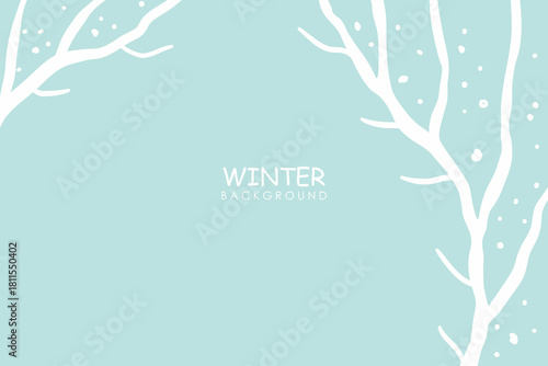 Abstract winter background with tree. Simple winter background with tree and snow