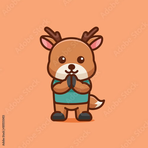 Simple The Deer Greeted cartoon vector illustration Pig and Deer concept icon isolated