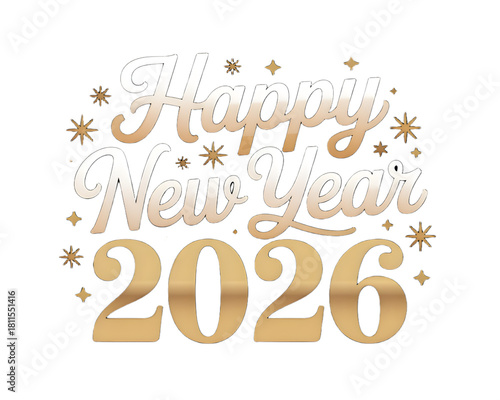 Elegant Gold “Happy New Year 2026” Typography with Metallic Shimmer