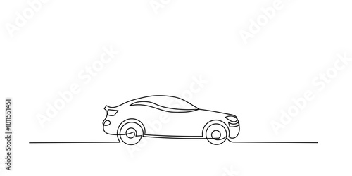 Continuous one line drawing of car vector icon. One line Car icon vector background, Abstract small car in continuous line art drawing style.