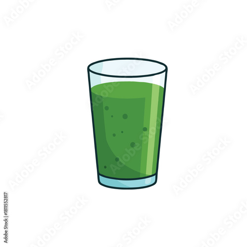 A Vibrant green smoothie illustration in a glass offering freshness and healthy living diet for