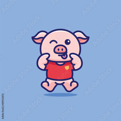 Simple Silly Pig cartoon vector illustration Pig and Deer concept icon isolated