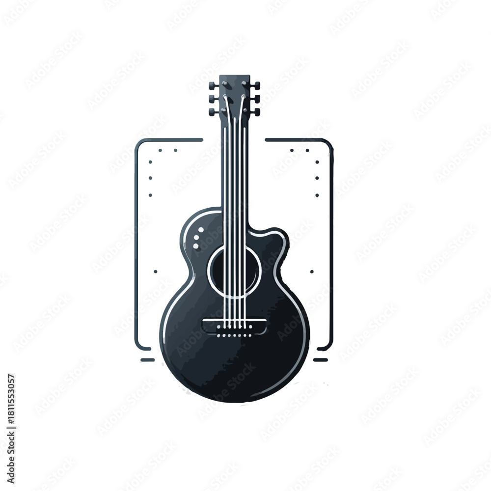 Naklejka premium Vector illustration of electric and acoustic guitars, musical string instruments isolated on a white background, representing rock and jazz music equipment