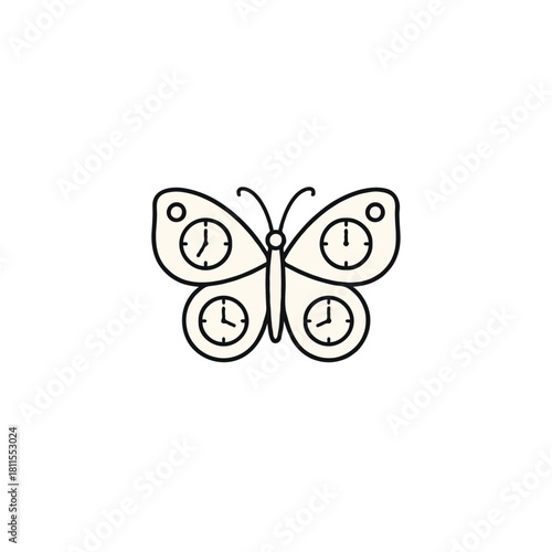 Abstract butterfly wings showcase time clock concept symbolizing transformation and the fleeting