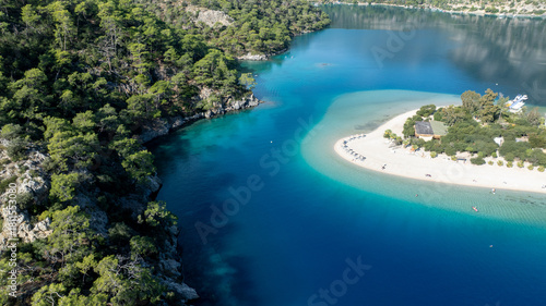 Fototapeta Naklejka Na Ścianę i Meble -  Stunning drone shot of Ölüdeniz Blue Lagoon, a famous summer travel destination.
