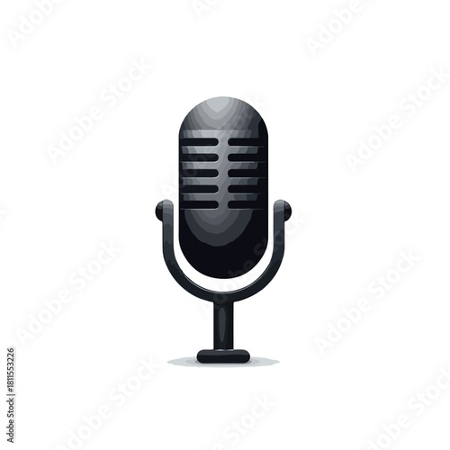 Classic chrome retro microphone isolated on white background for vintage music and broadcast equipment