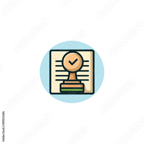 Approval concept depicted through a stamp pressing an official document signifying agreement and