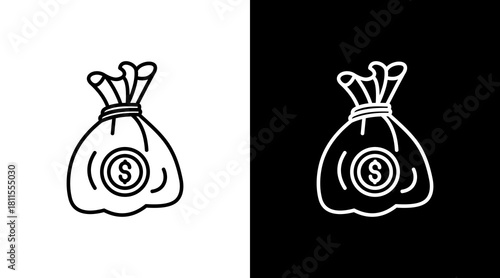 Money Sack With Icon Set Design