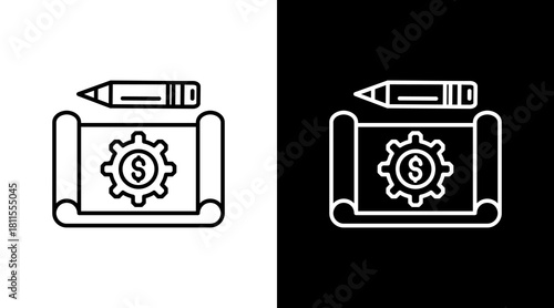 Financial Blueprint With Icon Set Design