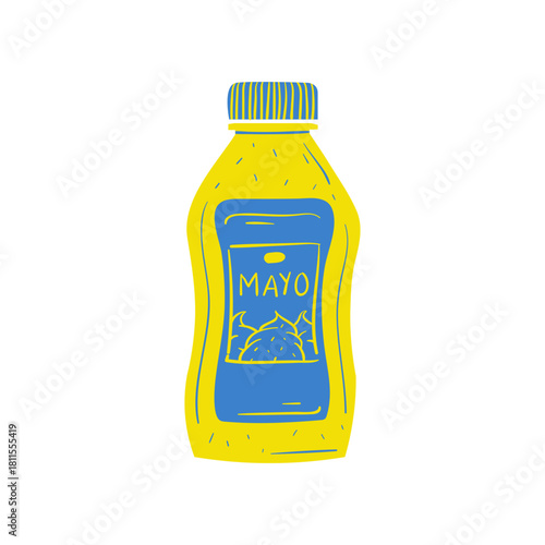 Hand-Drawn Yellow Mayonnaise Bottle Doodle Illustration