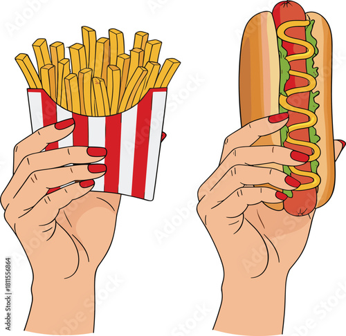 French Fries and Hot Dog Hands