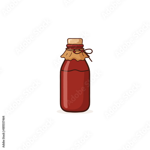 Charming illustration of vintage style jar with reddish liquid perfect for nostalgic themes and