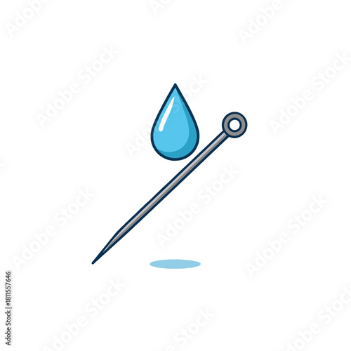 Clean drop illustration near needle conveying precision medical concept with hygiene and accurate