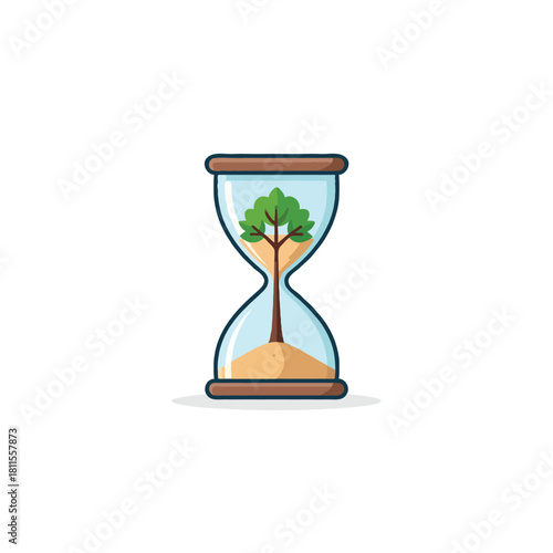 Concept illustration presenting growth within time limitations showing a symbolic tree blooming,