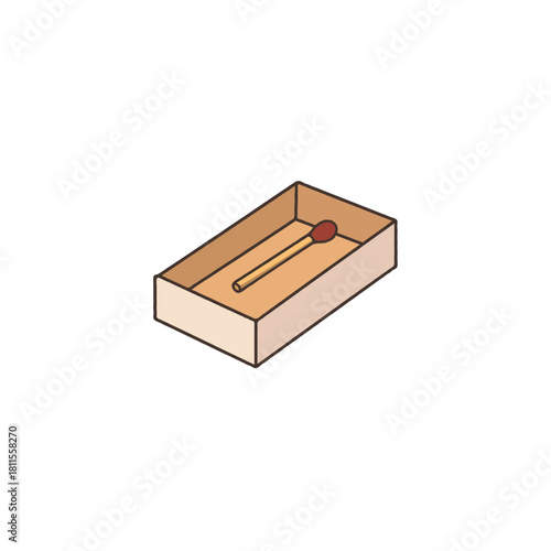 Conceptual illustration depicting a solitary matchstick resting inside its cardboard container