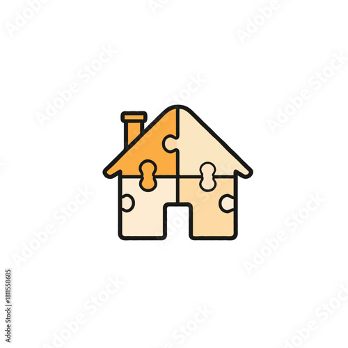 Conceptualizing home ownership with a jigsaw puzzle icon illustrating unity and completion a house