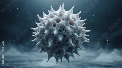 Close look at a pollen grain with unique spikes in clear detail