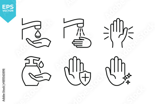 Set of line icons Hygiene. Outline icons collection stock illustration