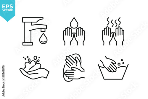Set of line icons Hygiene. Outline icons collection stock illustration