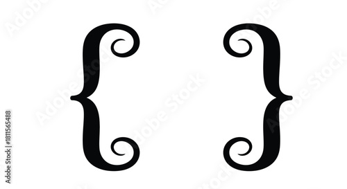 A simple illustration of two ornate curly brackets in black and white