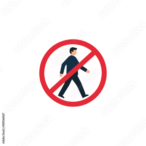 Depicting the concept of pedestrian prohibition representing access denial and movement