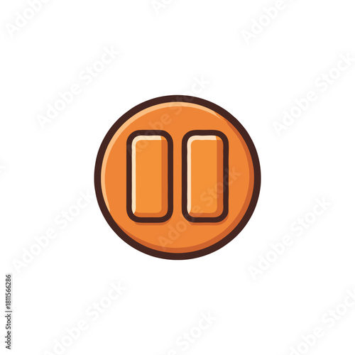 Digital media concept displaying a pause state with simplistic rounded design for user interfaces