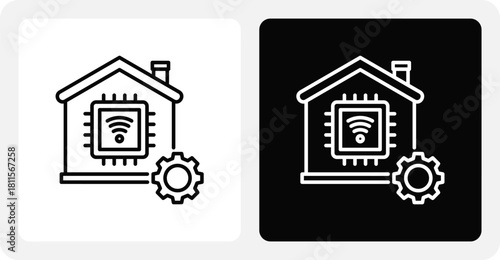 Smart Home System   Dual Monochrome Icon Set