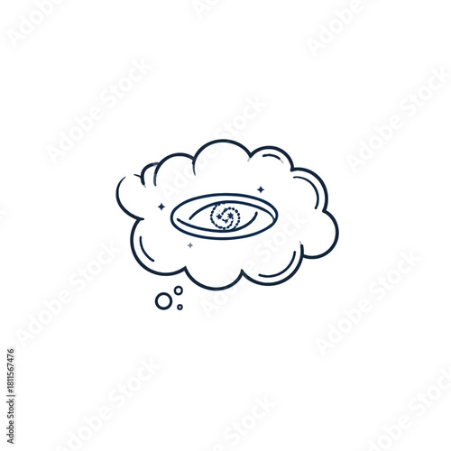 Eye within a cloudlike thought bubble evokes vision inspiration and abstract concepts symbolizing
