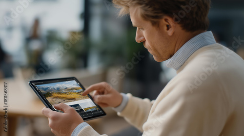 An online tutorial showing how to replace a screen on a repairable tablet, tools neatly arranged beside the device — digital education, accessible repair guides, and democratized technology