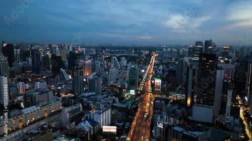 Wallpaper Mural Modern city with high rise buildings and busy cars on expressways. Bangkok, Thailand. Torontodigital.ca