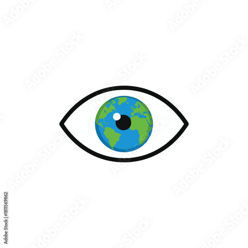 Global perspective eye illustration symbolizes environmental awareness earth protection future