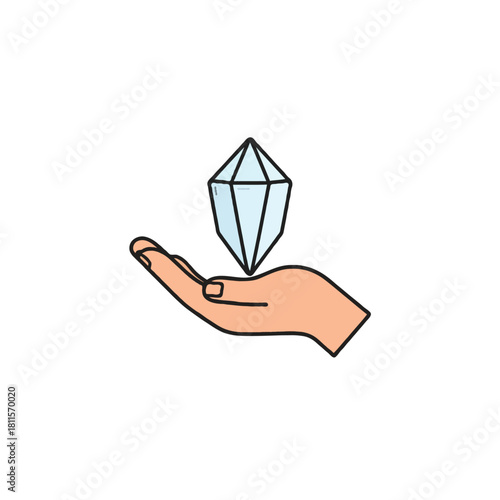 Hand delicately presenting a gemstone, embodying preciousness, opportunity, and the potential for
