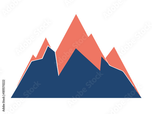 Vector illustration of a mountain landscape with a financial growth line graph icon design