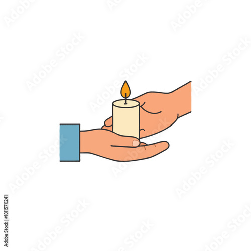 Hands gently holding a candle illuminating hope and peace offering solace during moments of