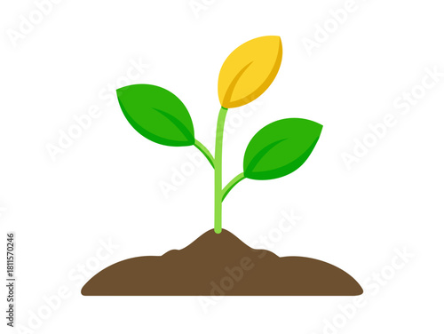 Young green plant seedling growing from the soil in a pot, illustrating new life, nature, and eco-friendly growth