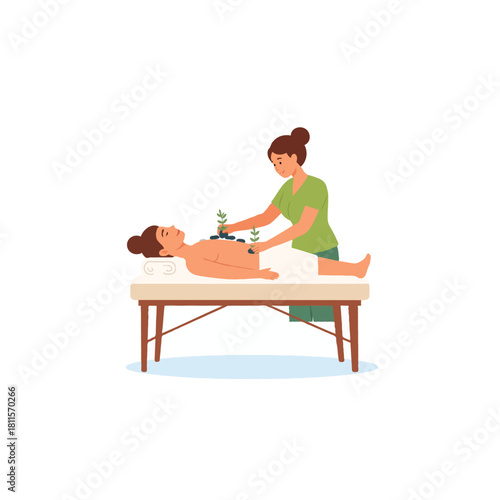 Holistic wellness through hot stone massage therapy providing relaxation and natural elements