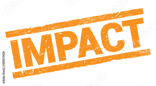 IMPACT text on orange rectangle stamp sign.