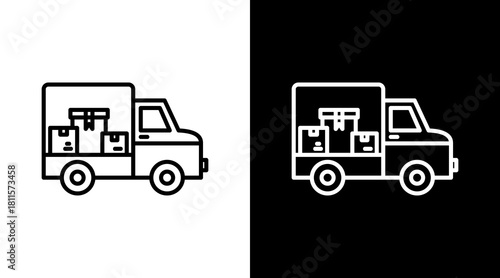 Delivery Truck With Icon Set Design