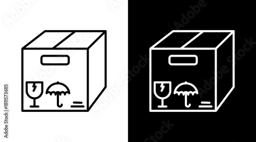 Carton With Icon Set Design