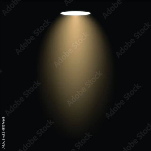 Warm spotlight beam illuminating a dark stage or abstract background