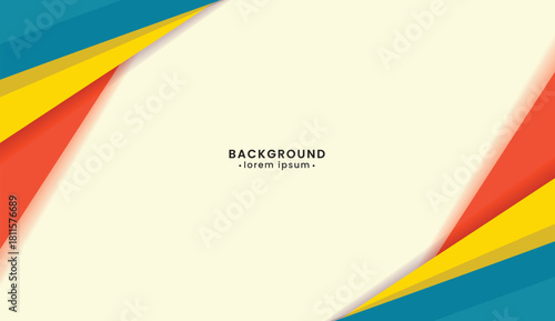 Abstract background with colorful diagonal shapes and text, ideal for presentations, websites, and social media graphics needing a vibrant touch.