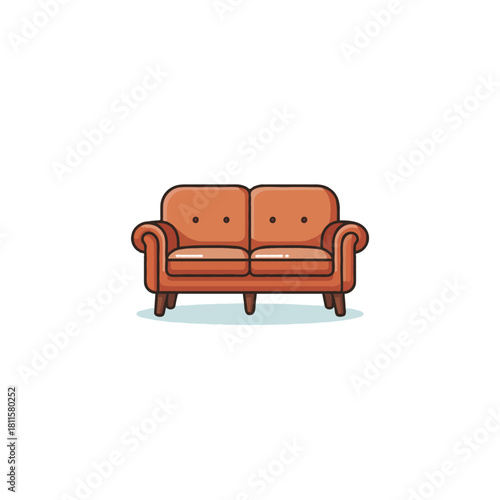 Illustration of a cozy orange couch suitable for living rooms and reception areas offering